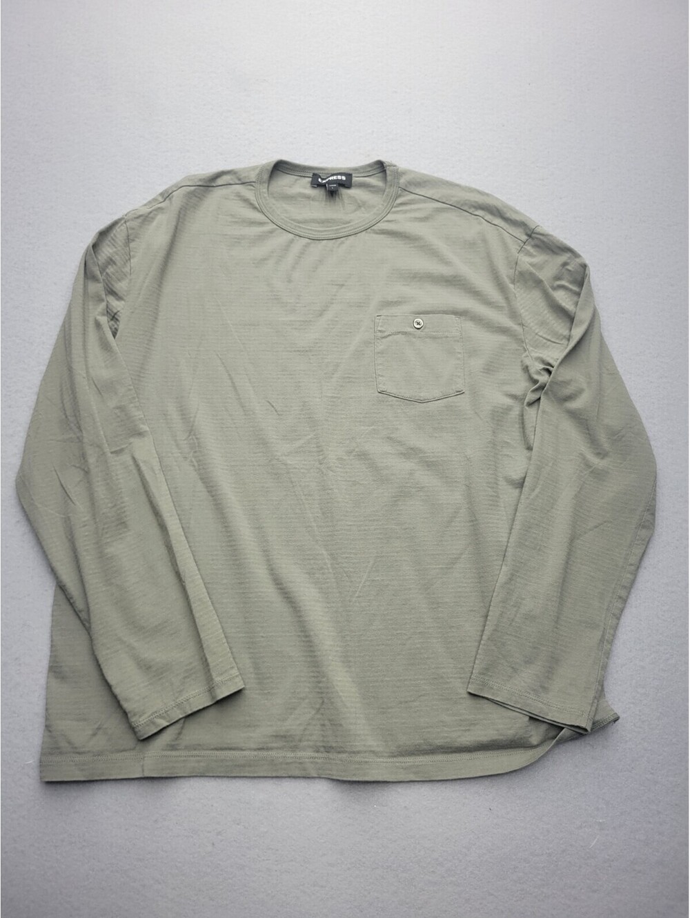 Express Men's T-Shirt Large Green Long Sleeve Solid Cotton Knit Pockets
